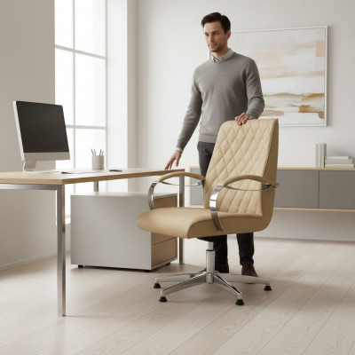 Modern dréihstull Miwwelen Beige Büro-Stull Gaming Stull Büro Fauteuil Ariichtung