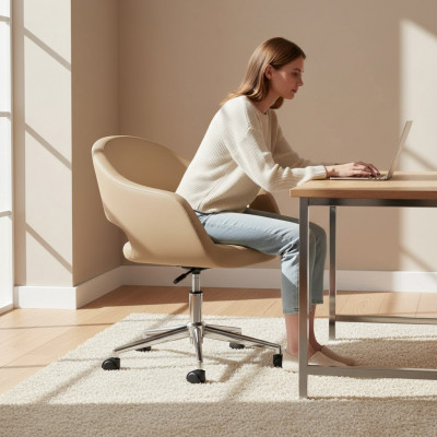 Héichwäertege moderne Büro-Stull Gaming-Stull Beige Büro-Stull Dréistull Nei