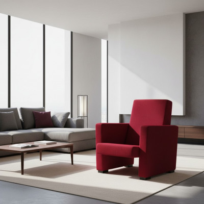 Sëtzfauteuil Sofa 1-Sëtzer Design Luxus Rout Stull Klassesch Stoff Textil Nei