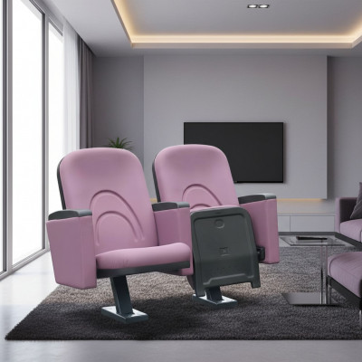 Modernen Sesel Sesel Sofaeenheets-Sëtz fir Theater Kino Design Luxus Rosa Textil