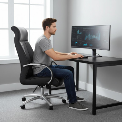 Chefsessel Sëtz Konschtleder Polster Büro Stull Dréinen Computer Still nei