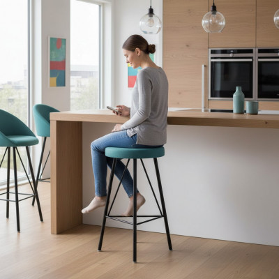 Iesszëmmer-Stull Luxus ronn blo Still Stull Design Lien-Stull Miwwelen Textil Nei