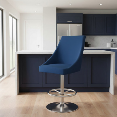 Modern héichwäerteg blo Still Designer Barhocker Textil Luxus Miwwelen nei