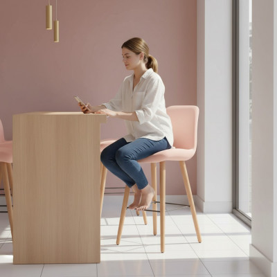Modern rosa Stull Designer Barhocker Holz stilvoll Luxusmiwwel Hocker nei
