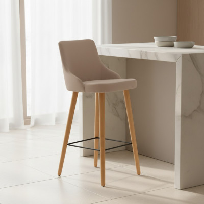 Modernen Barhocker Stull Designer Holz Iesszëmmerstull Hocker Bar Beige Nei
