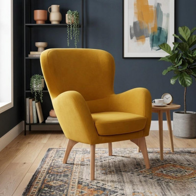 Gelber Designer Sessel Polster Wohnzimmer Loungesessel Edler Einsitzer
