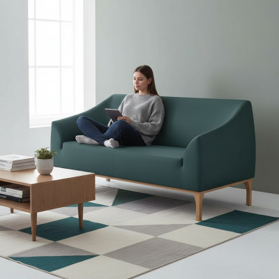 Gréng Sofa Designer 3-Sëtzer Héichwäerteg Polster Miwwelen Textil Canapé