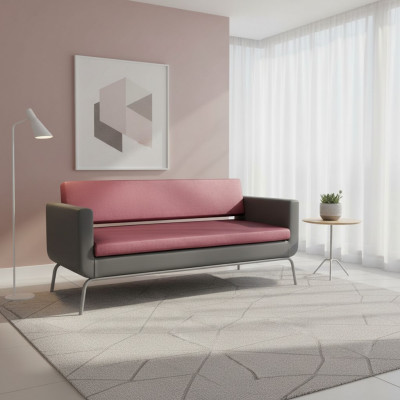 Grau-rosa Dräisëtzer Luxus 3-Sëtzer Héichwäerteg Polster Designer Canapé.