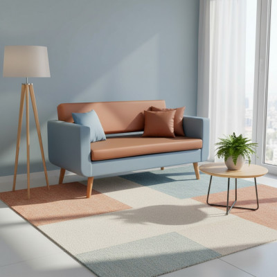 Grau-orange Sofa Luxus 3-Sëtzer Designer Couch Wunnzëmmer Polster 3-er
