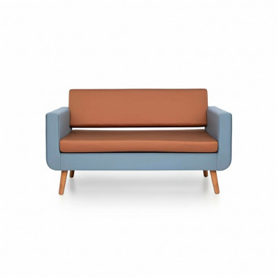 Grau-orange Sofa Luxus 3-Sëtzer Designer Couch Wunnzëmmer Polster 3-er