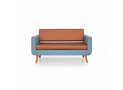 Grau-orange Sofa Luxus 3-Sëtzer Designer Couch Wunnzëmmer Polster 3-er