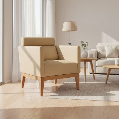 Beigen Designer Relax-Clubfauteuil 1-Sëtz Fauteuil Wunnzëmmer Sëtz