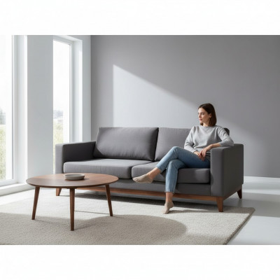 Grouss Zweisëtzer Designer 2-Sëtzer Canapé Wunnzëmmer Textil Polstersofa