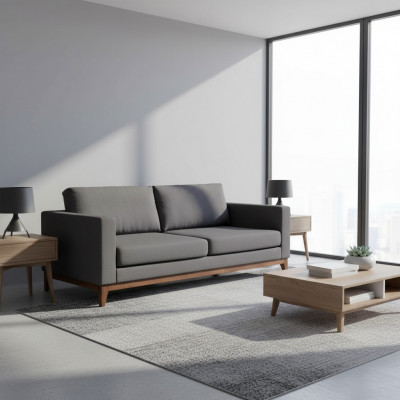 Grouss Zweisëtzer Designer 2-Sëtzer Canapé Wunnzëmmer Textil Polstersofa