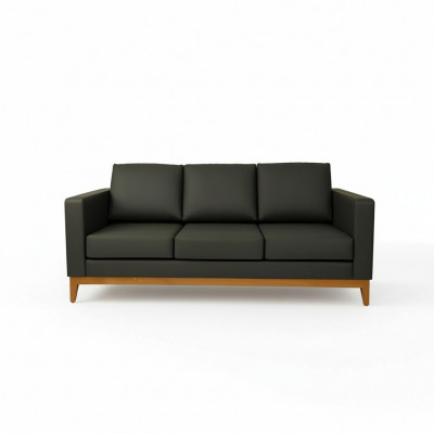 Schwaarzt Bürossofa Designer 3-Sëtzer Couch Wunnzëmmer 3-er Polstersofa