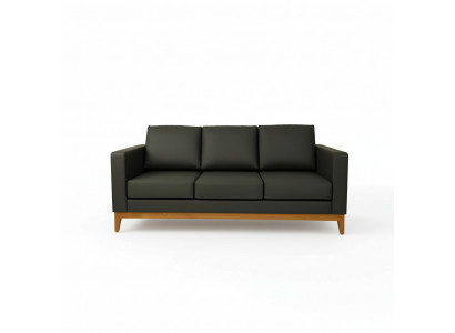 Schwaarzt Bürossofa Designer 3-Sëtzer Couch Wunnzëmmer 3-er Polstersofa