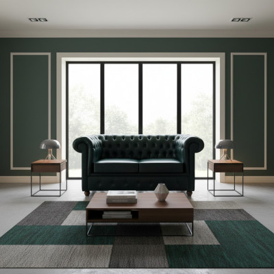 Däischterbloen Chesterfield Zweesëtzer Modern Sofa 2-Sëtzer 2-er Sofa