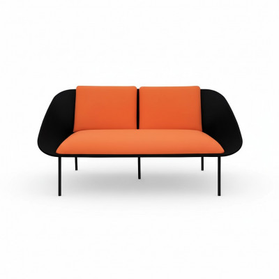 Schwaarz-orange 2-Sëtzer Aarbechtszëmmer Polster Modern Canapé Textil Sofasen