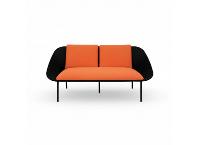 Schwaarz-orange 2-Sëtzer Aarbechtszëmmer Polster Modern Canapé Textil Sofasen