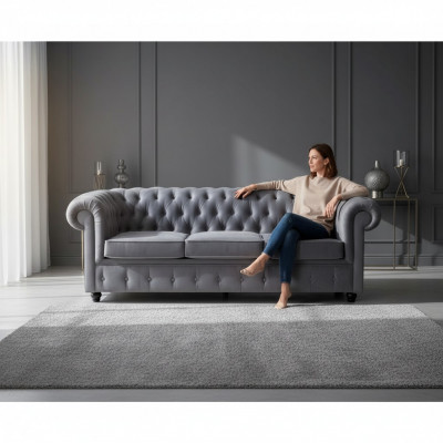Chesterfield Groer Drësëtzer Luxus Couch Designer Wunnzëmmer Sofa