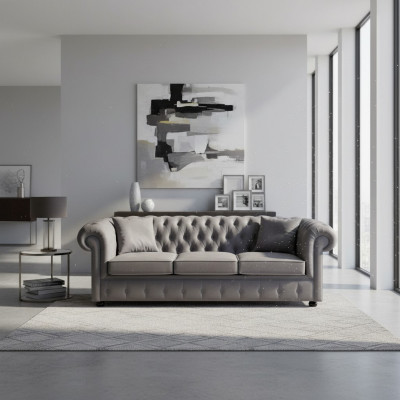 Chesterfield Groer Drësëtzer Luxus Couch Designer Wunnzëmmer Sofa