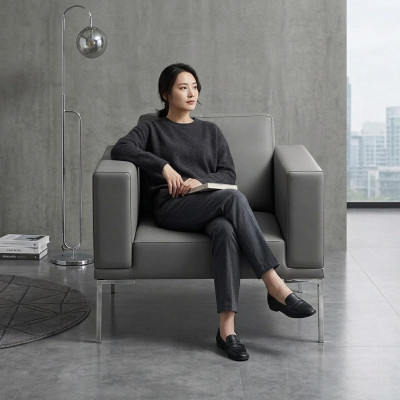 Grouwe Fernseh-Fauteuil Designer Polstersessel Fauteuil Relax Eenzelsëtz.