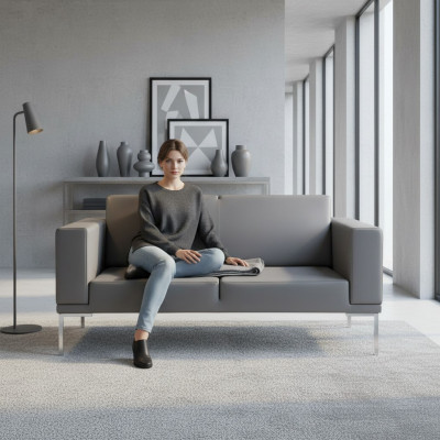 Grom Servicestylist 2-Sëtz Designer Polstersofa Kënschtlecher Lieder Couchen 2-er