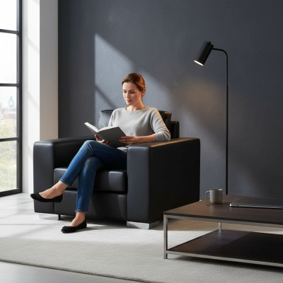 Schwaarze Fauteuil Konschtlieder Eensëtzer Wunnzëmmer Relax Neien 1-Sëtzer