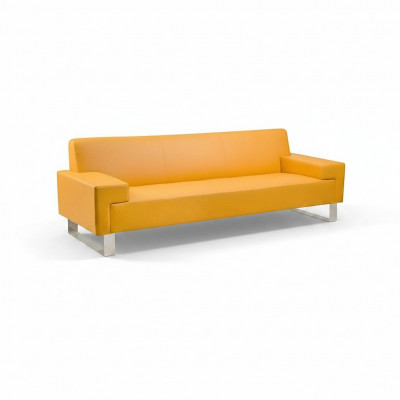 Orange 3-Sëtzer Polstersofa Lieder Canapé Dräisëtzer Stuff Sofa