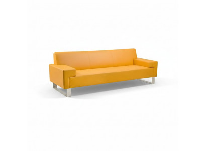 Orange 3-Sëtzer Polstersofa Lieder Canapé Dräisëtzer Stuff Sofa