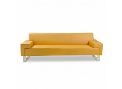 Gelbes 2-Sitzer Sofa Polster Wohnzimmer Couch Zweisitzer Stilvoller 2-er