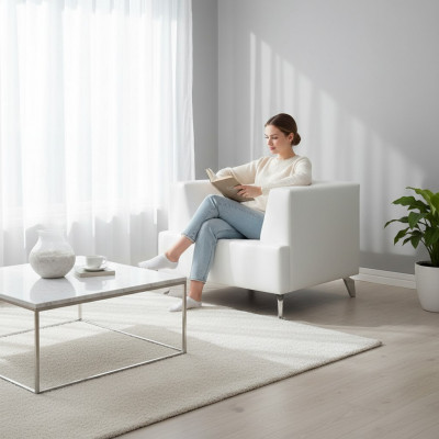 Wäisse Sëtz Fernsehstull Lounge Einsëtzwohnzëmmer Club Relaxsëtz
