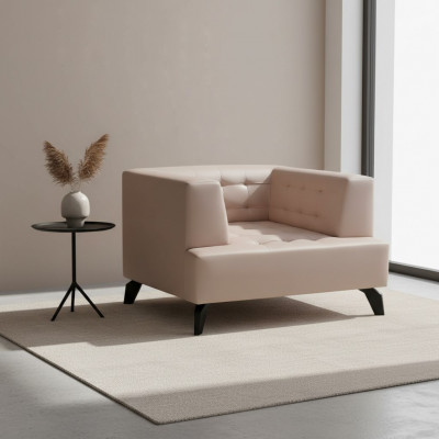 Luxus beige Liederfotel Polster Lounge Einsëtzer Relax Clubsessel Stil