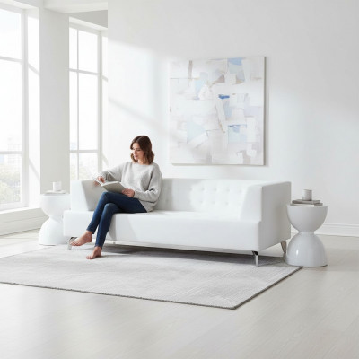 Wäissen Zwee-Sëtzer Luxus Canapé Modernen 2-Sëtzer Clubcanapé Lounge Couch Nei