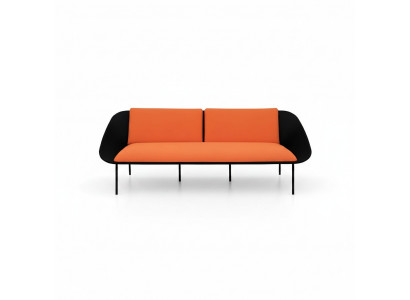 Schwaarz-Oranger Dräisëtzer Luxus 3-Sëtzer Polster Couch Textil 3-er Neien