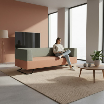 Zweefaarweg Canapé Gréngen 3-Sëtz Polster Wunnzëmmer Designer Couch