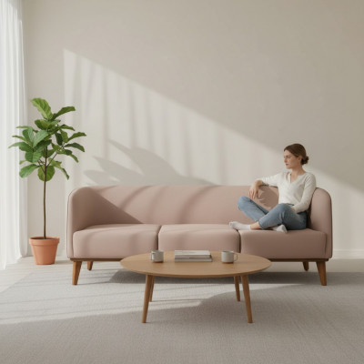 Luxus 3-Sëtzer Couch Polstersofa Wunnzëmmer Designer Textil Dräisëtzer
