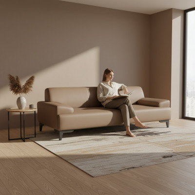 Braune Zweesëtzer Wunnzëmmer Polster 2-Sëtzer Modernen 2er Couch Nei