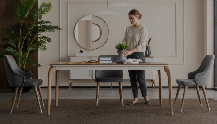 Komplett Set Iessdësch 4x Still Iesszëmmer Set Iess Grupp Holz Dësch Dëscher 5tlg