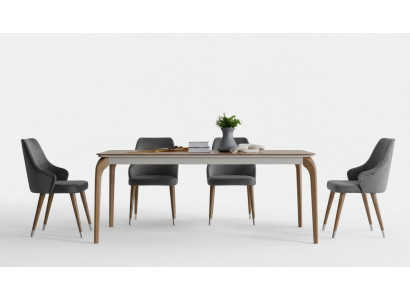 Komplett Set Iessdësch 4x Still Iesszëmmer Set Iess Grupp Holz Dësch Dëscher 5tlg