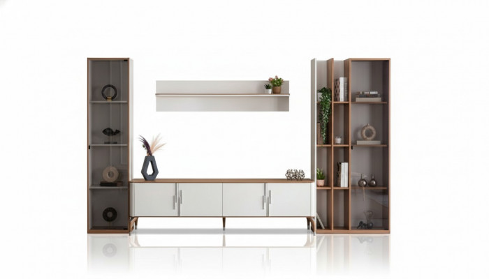 Wunnzëmmer Wunnwand TV-Steel Regal Luxus Design Set 4tlg Modern Miwwelen Nei
