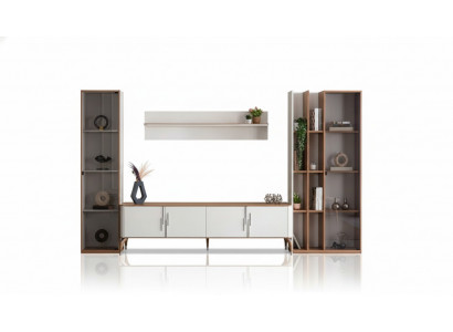 Wunnzëmmer Wunnwand TV-Steel Regal Luxus Design Set 4tlg Modern Miwwelen Nei