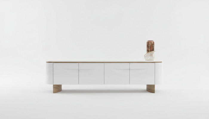 TV-Stänner stilvoll RTV Lowboard Wunnwand Säitenschaf Wäiss Holz Modern Design
