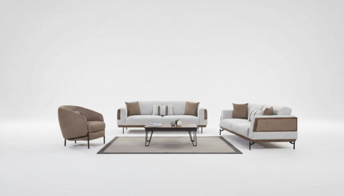 Gro-brong Sofa-Garnitur 3+3+1 Sëtzer Wunnzëmmer Set + Luxus Couchtisch