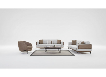 Gro-brong Sofa-Garnitur 3+3+1 Sëtzer Wunnzëmmer Set + Luxus Couchtisch
