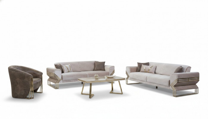 Designer Sofagarnitur 3+3+1 Sëtzer Modern Komplett Couchgarnitur Nei