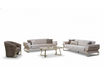 Designer Sofagarnitur 3+3+1 Sëtzer Modern Komplett Couchgarnitur Nei