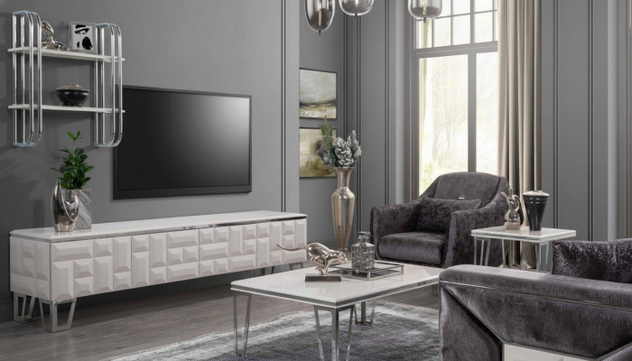 Wunnwand TV Wand Holz Modern Stil Regal Wunnzëmmer Miwwelen Schaf RTV TV Stänner