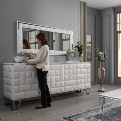Wäiss Luxus Kommod Designer rechteckege Spigel Moderne Sideboard