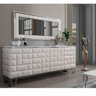 Wäiss Luxus Kommod Designer rechteckege Spigel Moderne Sideboard